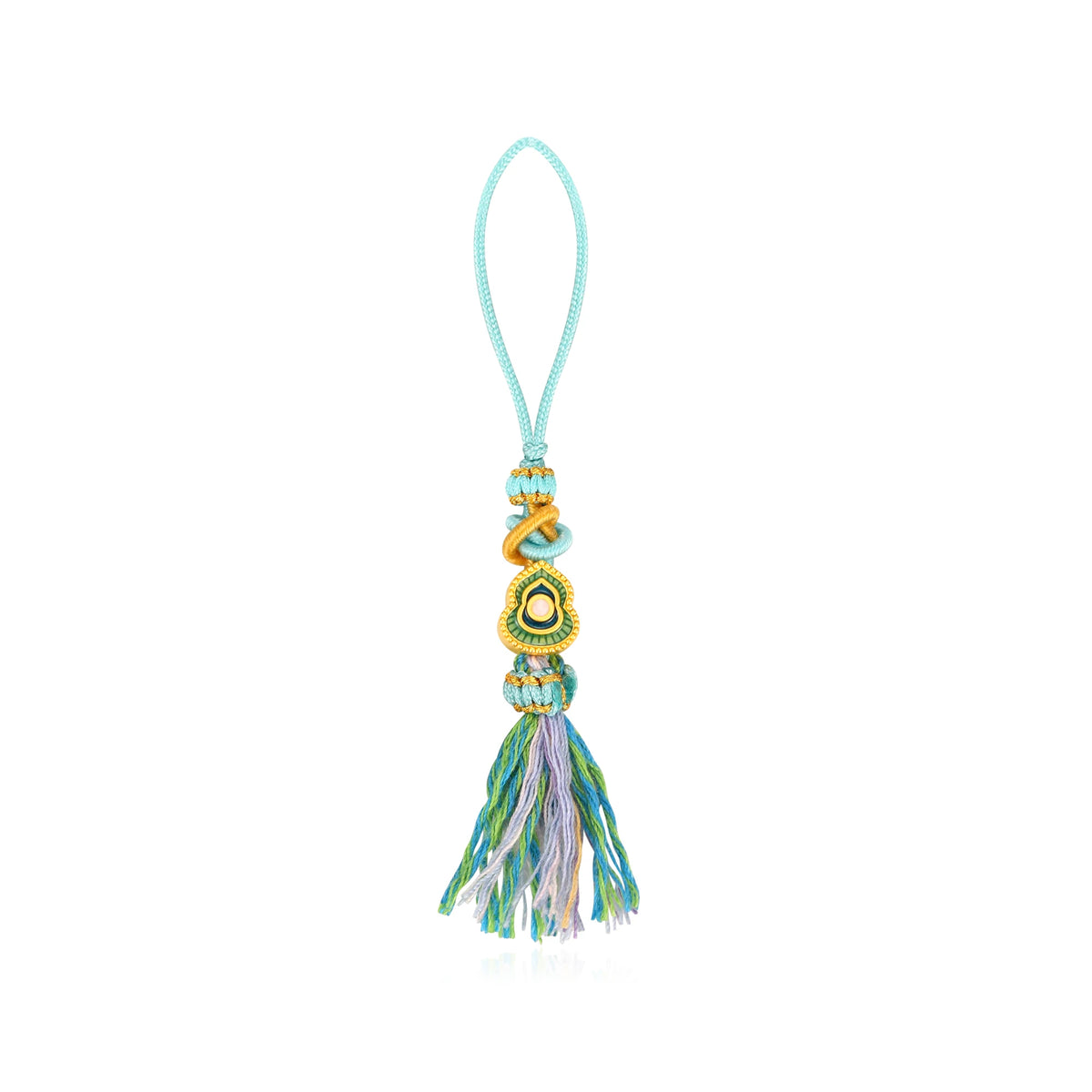24K Solid Gold Sky Blue Gourd Pendant Charm 0.45g