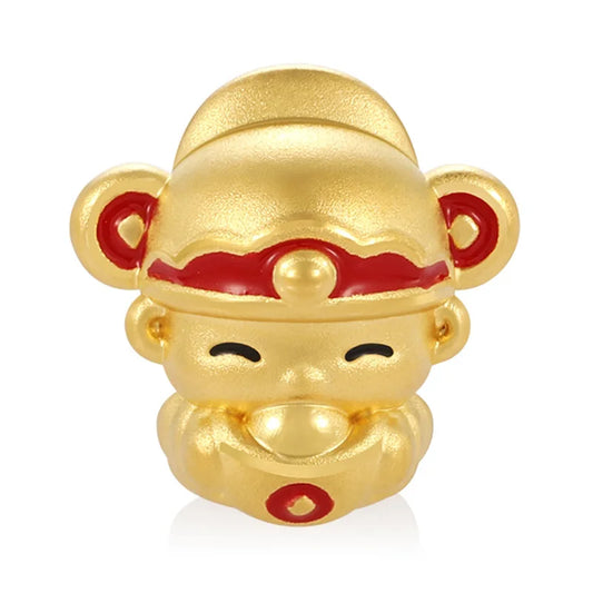 24k pure gold micro-hard Chinese-style God of Wealth shape bracelet beaded high-end design jewelry discovery and components
