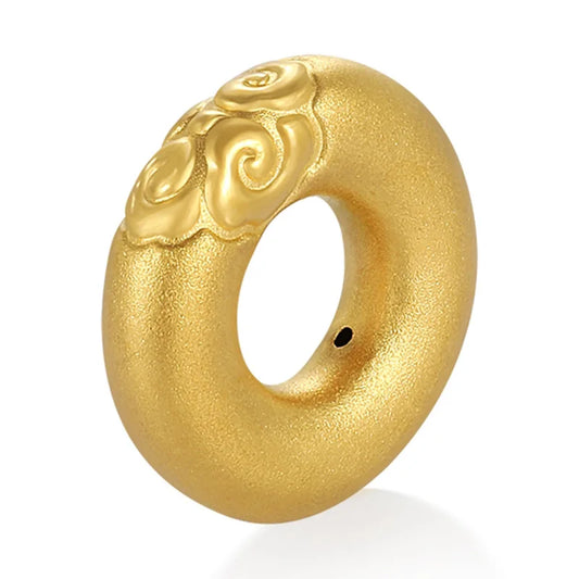 Luxury 24K Micro-Hard Gold Beaded Bracelet with Chinese Style Auspicious Cloud Pattern Pure Gold Chinese Design Jewelry Finding