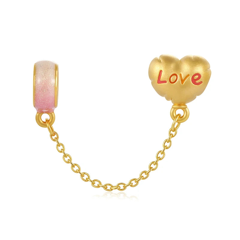 Glitter enamel craftsmanship fashion design luxury hard gold 24k pure gold love balloon shape bracelet beaded