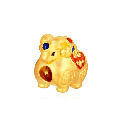 Spinning Wealth Gathering Fortune Gathering Goat Gold Charm - 1.15g