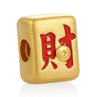 Large size novel design unique gold jewelry micro-hard gold mahjong shape bracelets and beads
