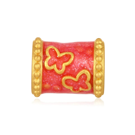Luxury Micro Hard Gold Butterfly Beaded Bracelet 24K Solid Gold Cute High-End Jewelry Accessories 3.0mm Aperture
