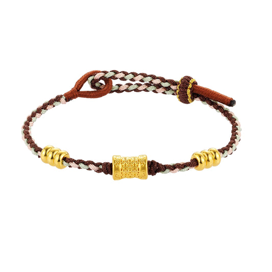 24K Solid Gold Money is Life Bracelet Charm 0.65g