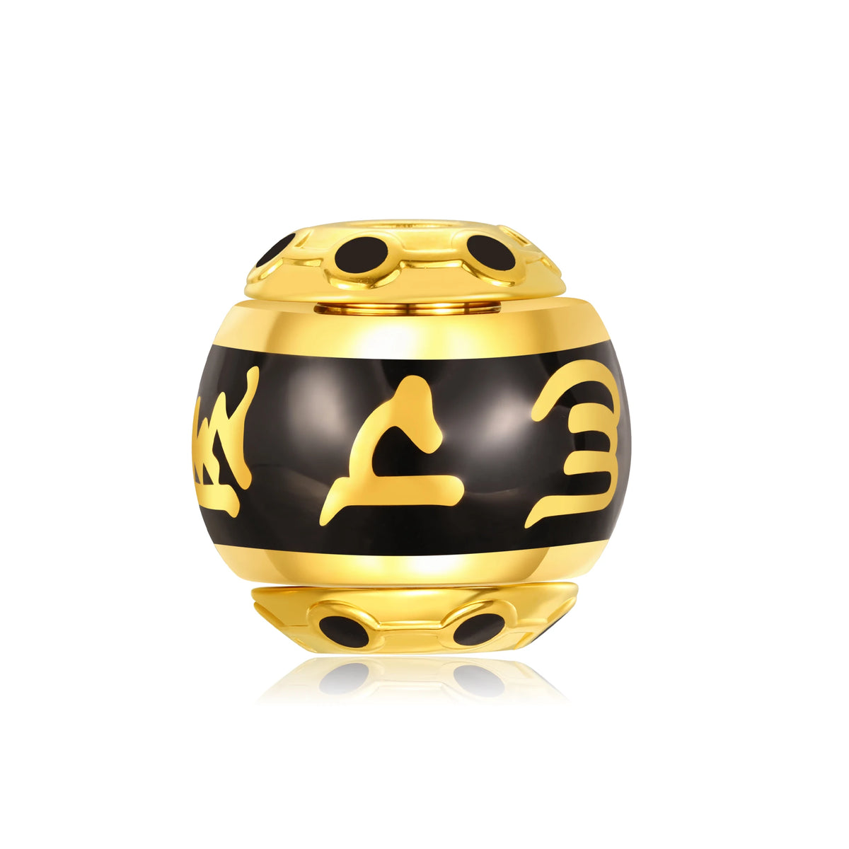 24K Solid Gold Six-Syllable Mantra Flattened Gilded Charm 2.95g