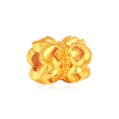 Filigree Double Lotus Bracelet Charm Gold - 1g