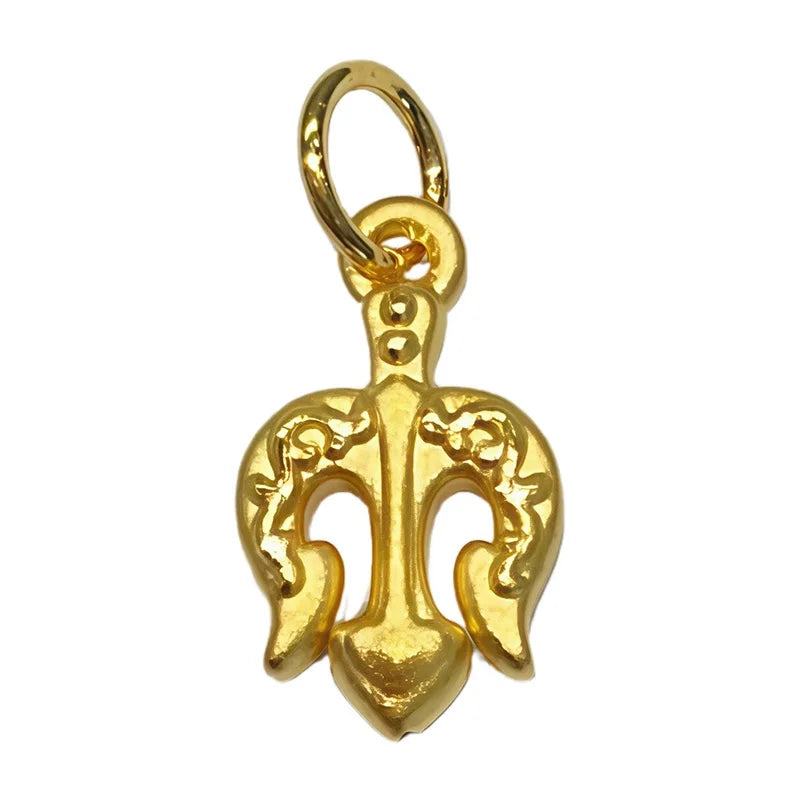 0.55g 24k micro-hard gold overcome difficulties trident-shaped pendant pure gold pendant high-end jewelry accessories