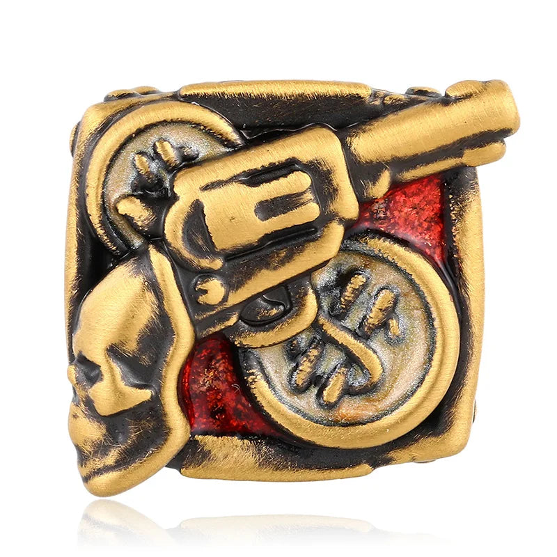 Hard gold golden gun beaded 24K solid gold electric black + Opal enamel beaded for bracelet diy