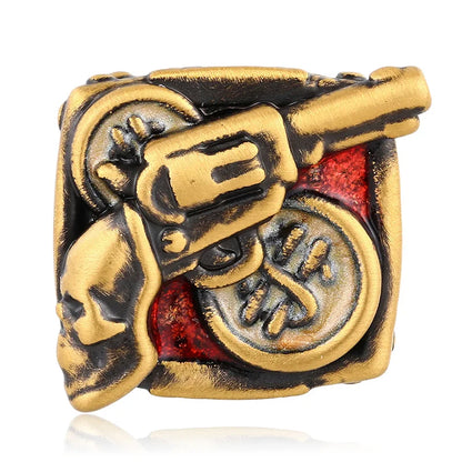 Hard gold golden gun beaded 24K solid gold electric black + Opal enamel beaded for bracelet diy