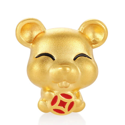 Enamel craft Fashion Jewelry accessories Mouse shape Amulet For children 24K Solid Gold Zodiac Series Beaded