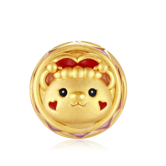 Wholesale 24K Solid Gold 0.9g Beaded Clown Bear Jewelry Components 2.6mm Aperture Sandblasted Enamel Jewelry Findings
