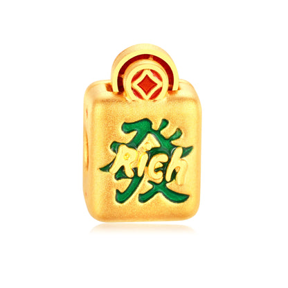 24K Solid Gold Rotating Wealth Coin Mahjong Charm 0.9g