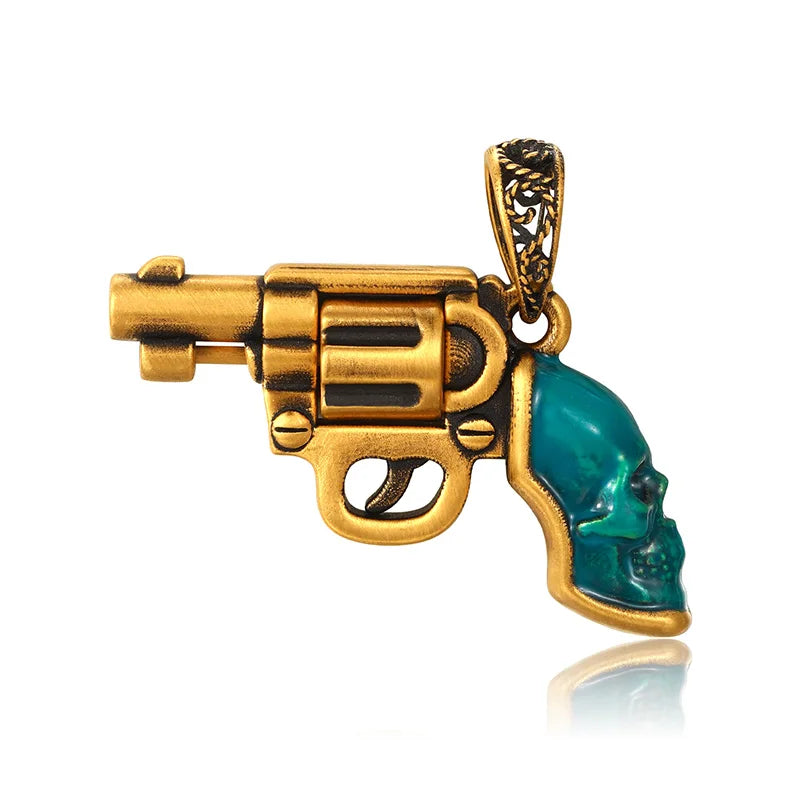 Small size high-end gold jewelry 1.9g 24k pure gold hard gold rotating pistol shape pendant high-end cute jewelry accessories