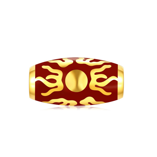 24K Solid Gold Red Sun Shelter Flattened Gilded Charm 1.8g