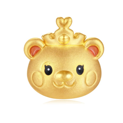 Micro-hard gold crown bear beaded exquisite enamel craft bracelet accessories beaded luxury 24k pure gold beaded
