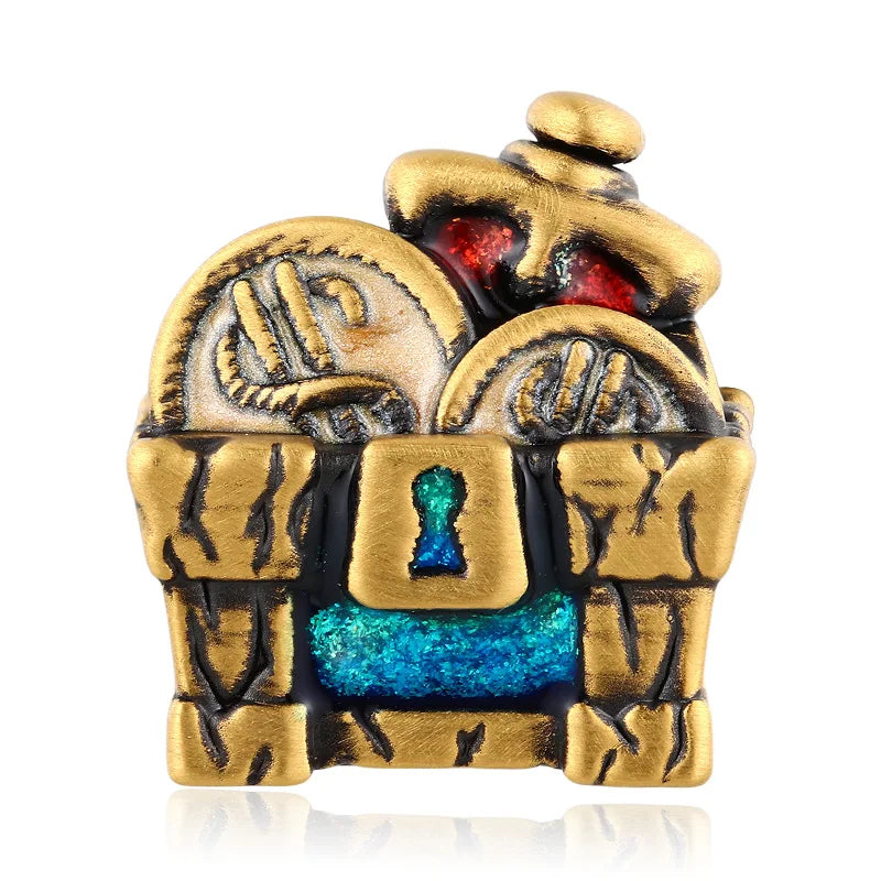 High-end 24K Solid Gold Beaded Bracelet Accessories Electric Black+Opal Enamel Surface Treatment Classical Style Treasure Box
