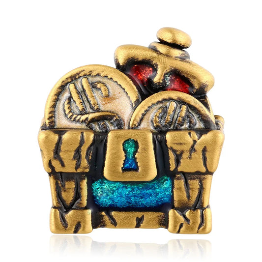 High-end 24K Solid Gold Beaded Bracelet Accessories Electric Black+Opal Enamel Surface Treatment Classical Style Treasure Box