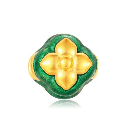 24K Solid Gold Brushed Jade Green Persimmon Charm 0.5g