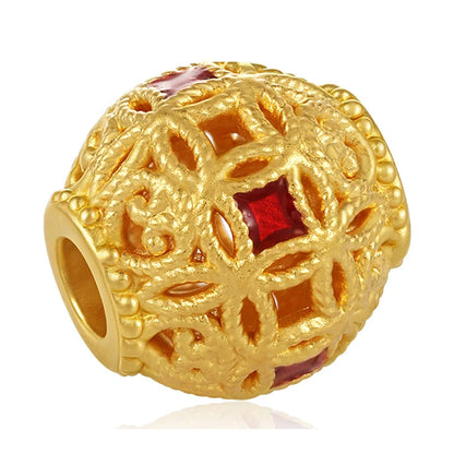 24K Gold Coin Filigree Beaded DIY Bracelet Auspicious Wealth Jewelry 0.65g