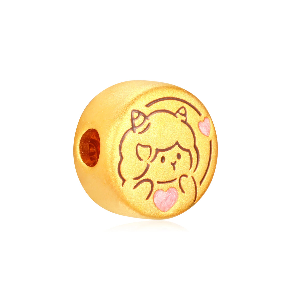 Line Art Goat Gold Charm - 0.45g