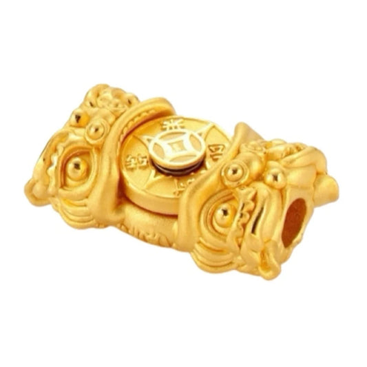3g large bracelet beaded Blessing Lion Shape Beaded for Bracelets Rotatable Accessories 24k Solid gold Beaded