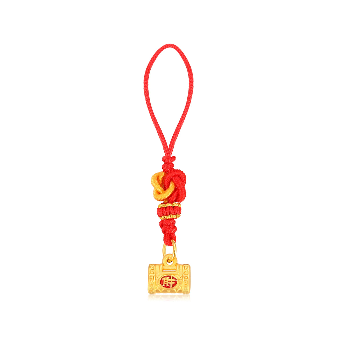 24K Solid Gold Wealth Lock Pendant Charm 0.45g