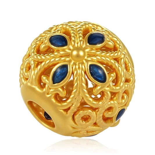High-quality Luxury Hard Gold 24k Pure Gold Filigree Bracelet Beaded High-end Jewelry Classical Style Ancient Enamel Surface