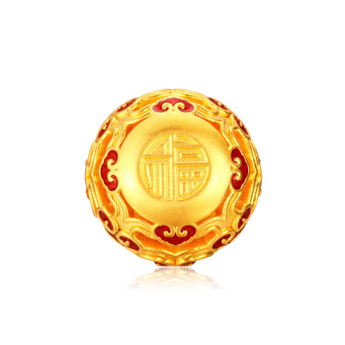 Hollow Out Auspicious Cloud Gourd Gold Charm - 2.2g