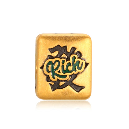 24K Black Gold Fortune Mahjong Pendant 0.55 grams