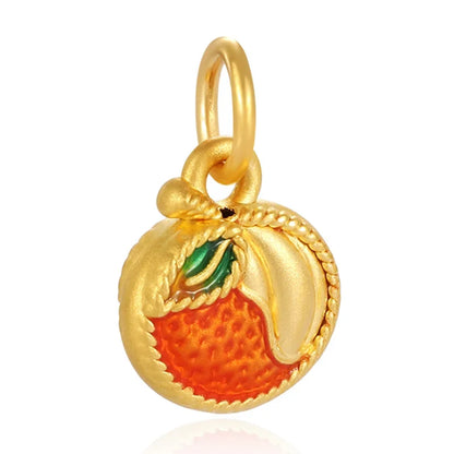 Trendy Style 24K Micro-hard Gold Solid Kumquat Shape Bracelet Beaded Charms High-end Luxury Gold Jewelry Accessories