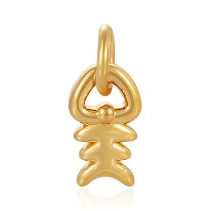 24K Gold Fishbone Pendant DIY Bracelet Minimalist Charm Accessory For Women 0.3g