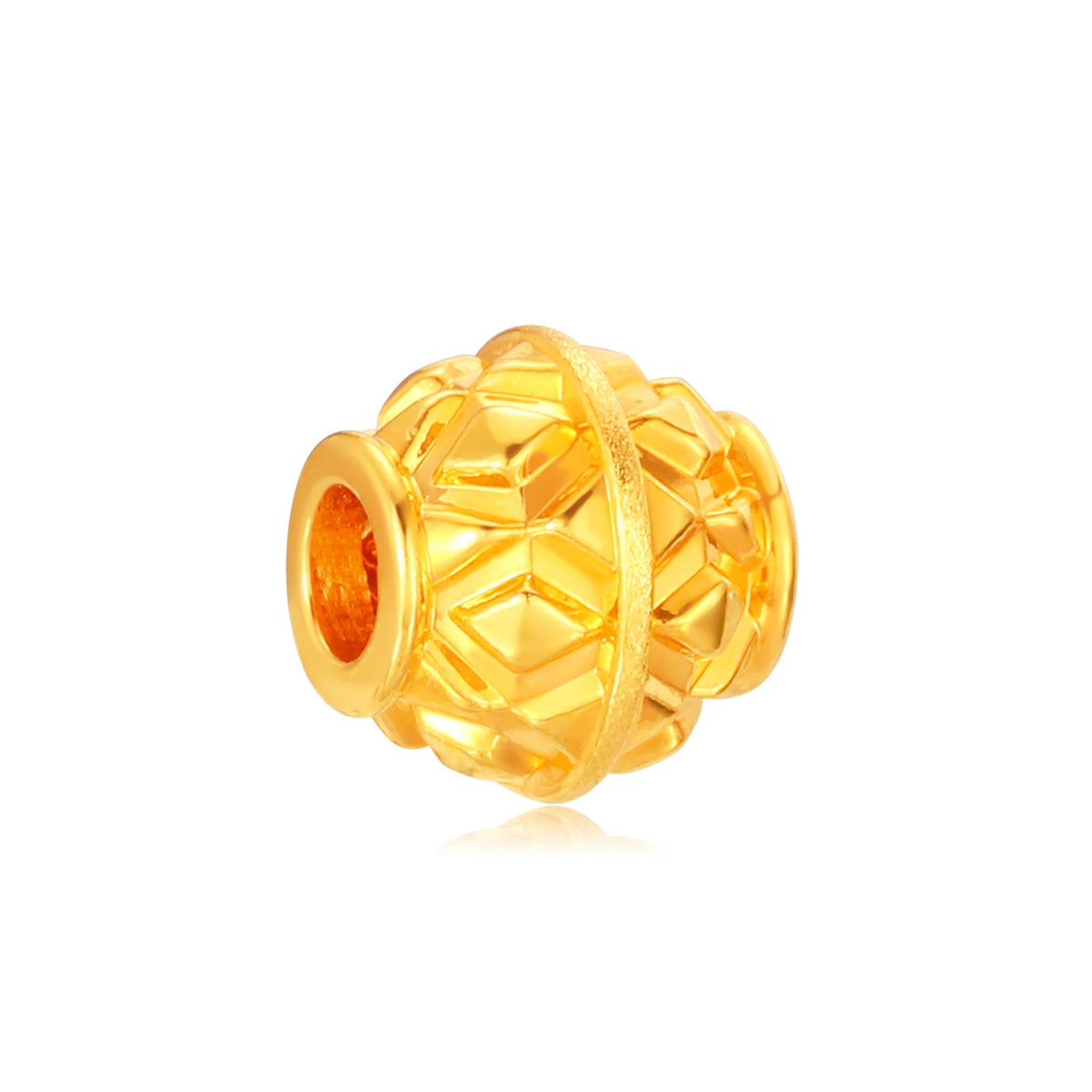 Gold Brick Geometry Spacer Bead Gold Charm - 0.2g