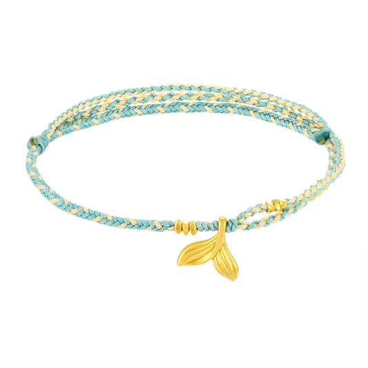 24K Solid Gold Fish With You Bracelet Charm 0.7g