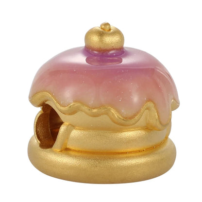 24K Solid Gold 3.0mm Aperture Sandblasted Jelly Enamel Craft Beaded Hamburger Shape High Quality Jewelry Findings Components
