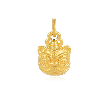 24K Solid Gold Large Plain Lion Charm 1.38g