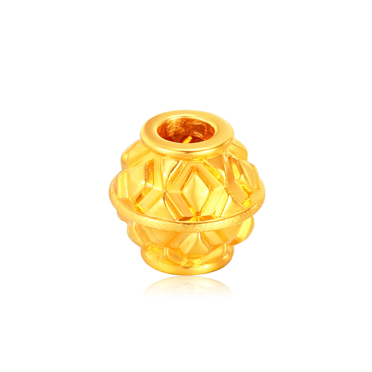 Gold Brick Geometry Spacer Bead Gold Charm - 0.2g