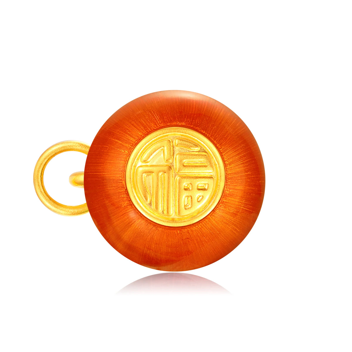 24K Solid Gold Brushed Warm Orange Gourd Charm 1.4g