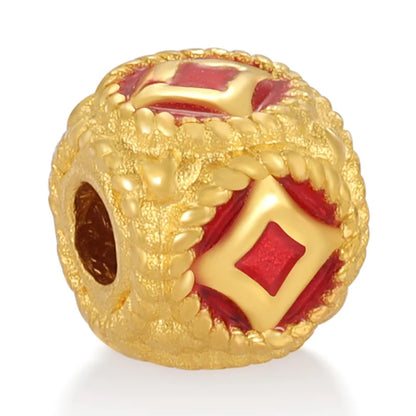 Small Size High-end Gold Jewelry Classical Style 24K Solid Gold Micro-hard Gold Shape Sandblasted Enamel Finish Bracelet Beaded