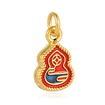 0.35g Trendy 24K Solid Gold Jewelry Accessories Micro-hard Gold Gourd Enamel Pendant Customizable Packaging OEN/ODM Cute