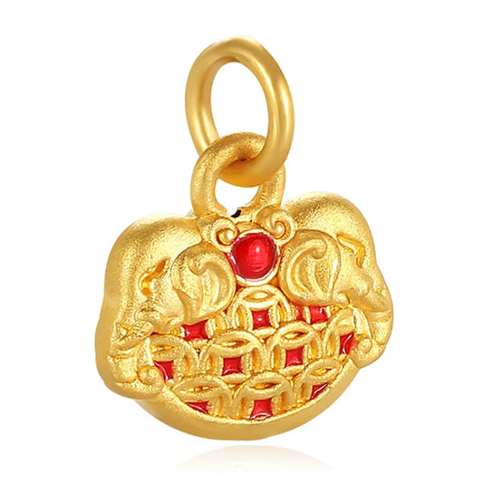 Gorgeous Chinese Retro Micro-Hard Gold 24K Enamel Craftwork Pure Copper Coin Lock Bag Jewelry Retro Micro-Hard Gold 24K Enamel