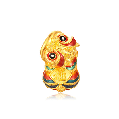24K Solid Gold Medium Ball Left-Turn Lion Dance Figurine 17.7g
