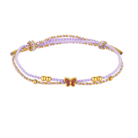 24K Solid Gold Butterfly Bracelet Charm 0.45g