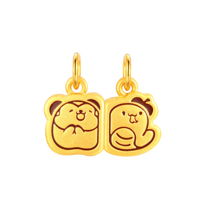 Magnetic Snake & Monkey Liuhe Pair Gold Charm - 1.3g