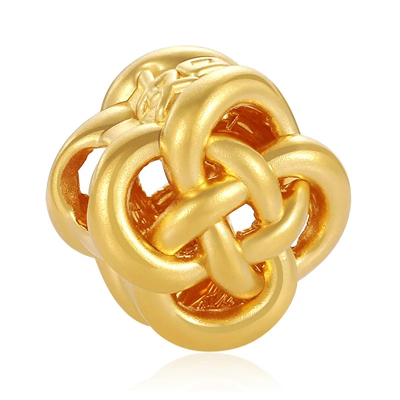 Chinese style micro-hard gold 24K solid gold Ruyi knot shape bracelet beaded high-end gold jewelry accessories exquisite gifts
