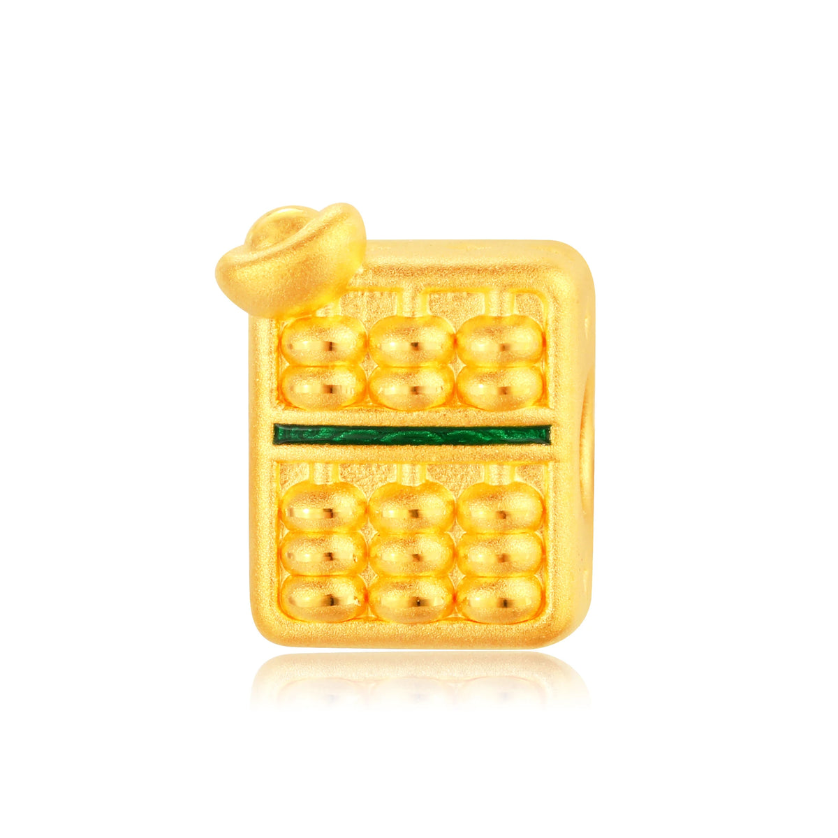 24K Solid Gold Ingot Mahjong Abacus Charm 0.6g