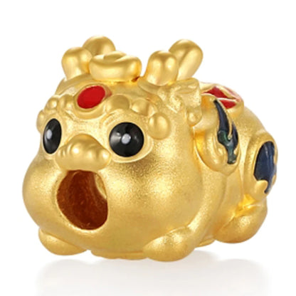 Wholesale OEM/ODM support High-end luxury jewelry accessories 24K solid gold gourd Pixiu shape beaded