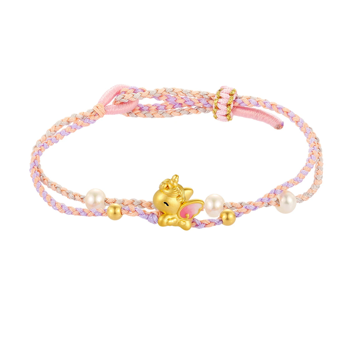 24K Solid Gold Dreamy Unicorn Bracelet Charm 0.45g