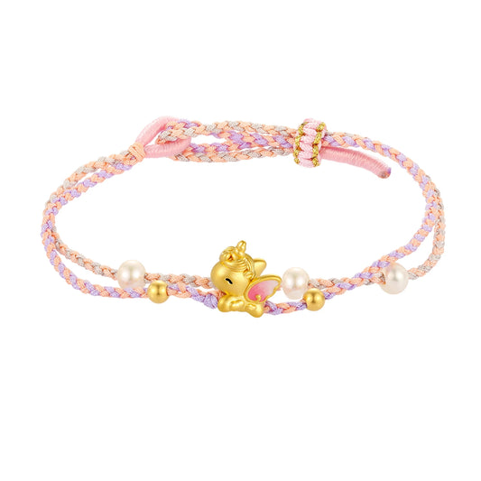 24K Solid Gold Dreamy Unicorn Bracelet Charm 0.45g