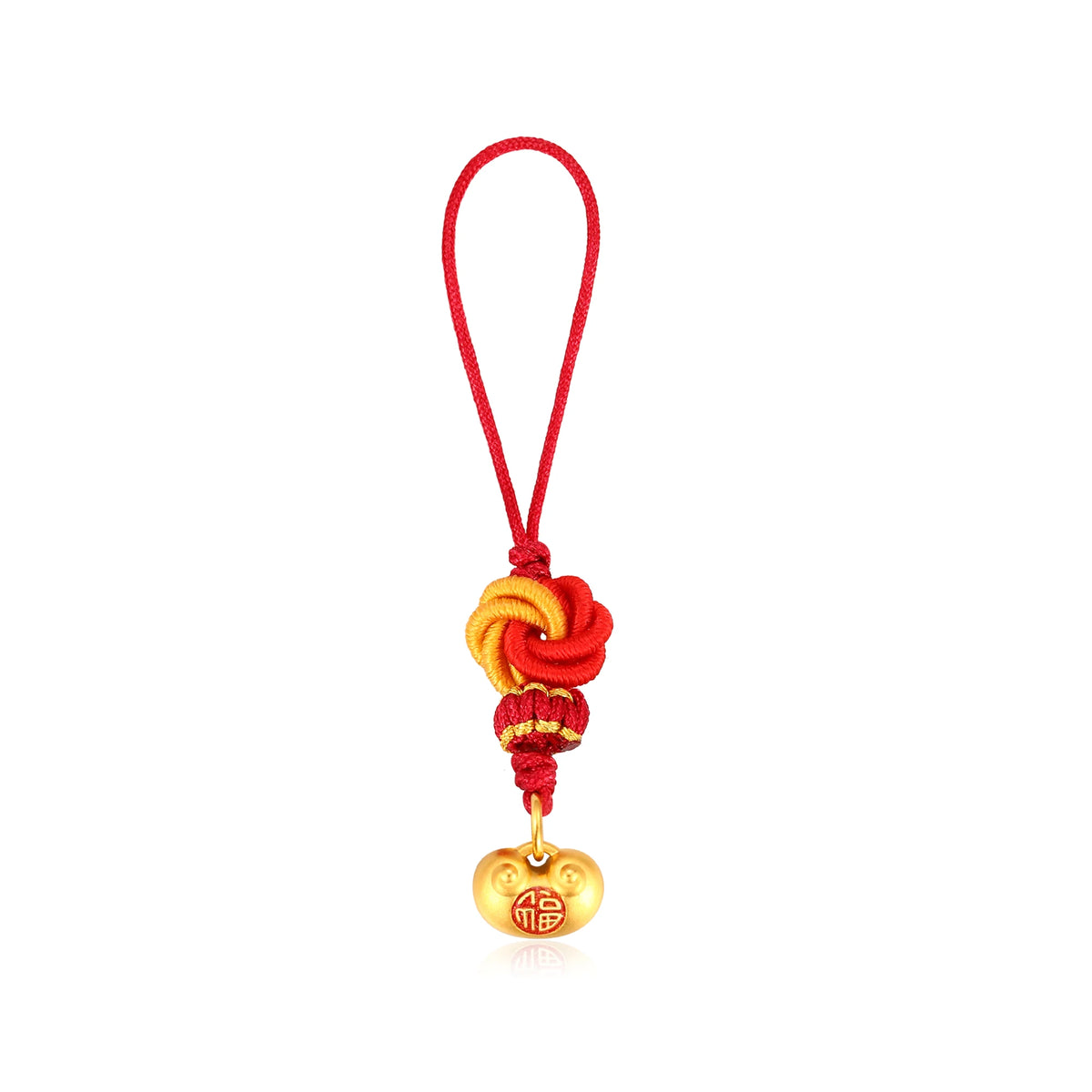 24K Solid Gold Fu Character Ruyi Pendant Charm 0.4g