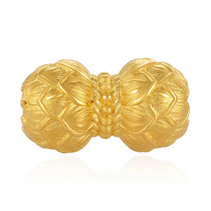 0.5g 5D Pure Gold Charm Twin Lotus Lucky Bead Pendant for DIY Bracelets Fine Jewelry Accessories